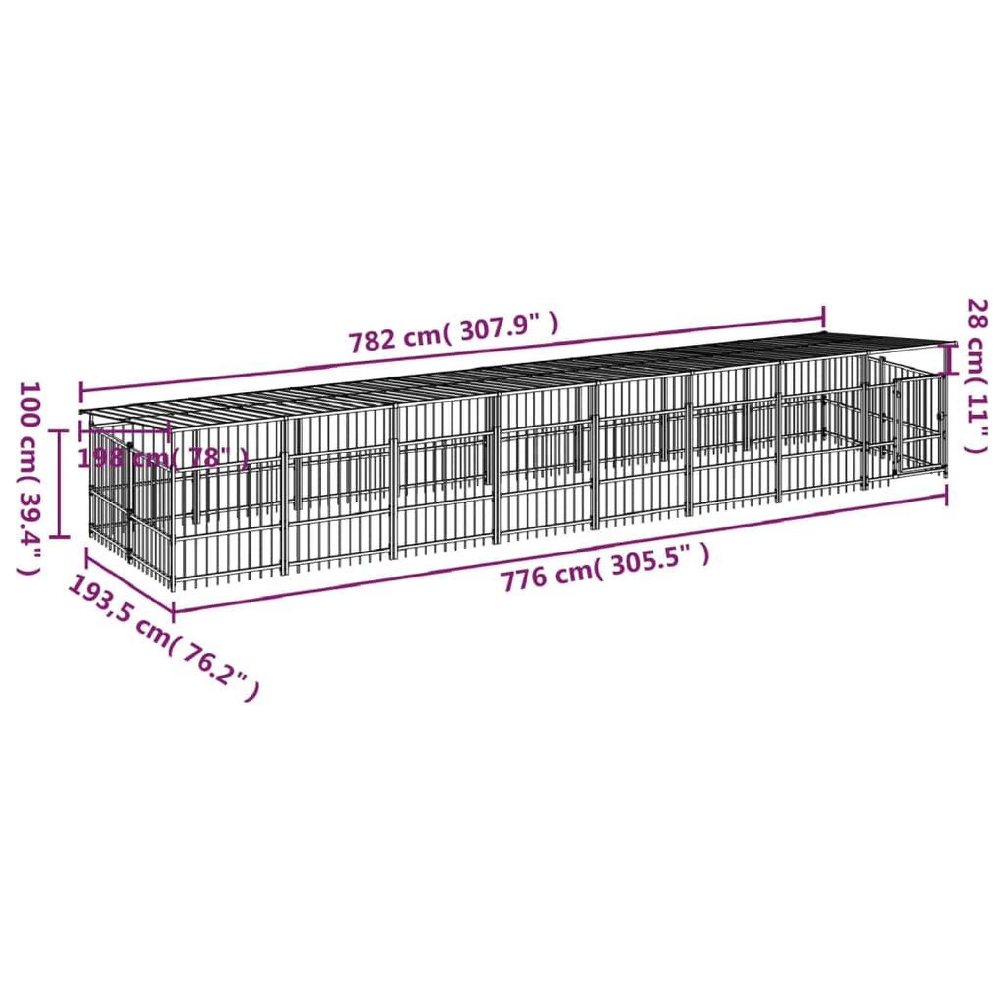 Voir la diapositive 6 : VIDAXL Chenil d'exterieur avec toit pour chiens Acier 15,02 m²