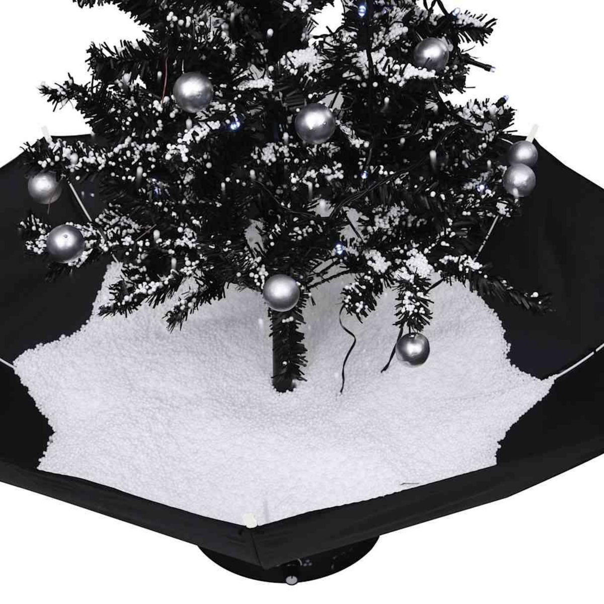 VIDAXL Arbre de Noël neigeux avec base de parapluie Noir 75 cm PVC