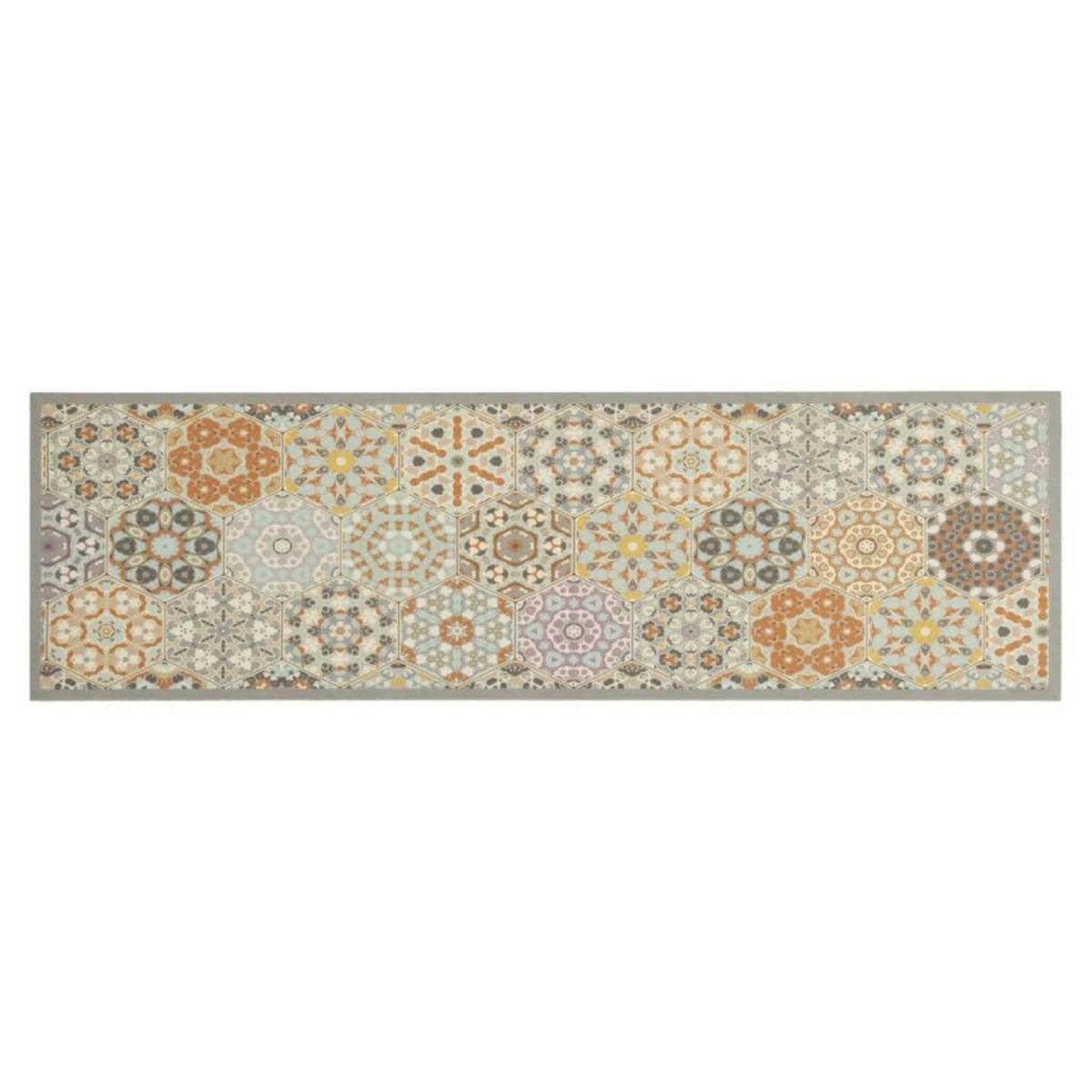 VIDAXL Tapis de cuisine lavable impression pastel hexagonale 45x150 cm