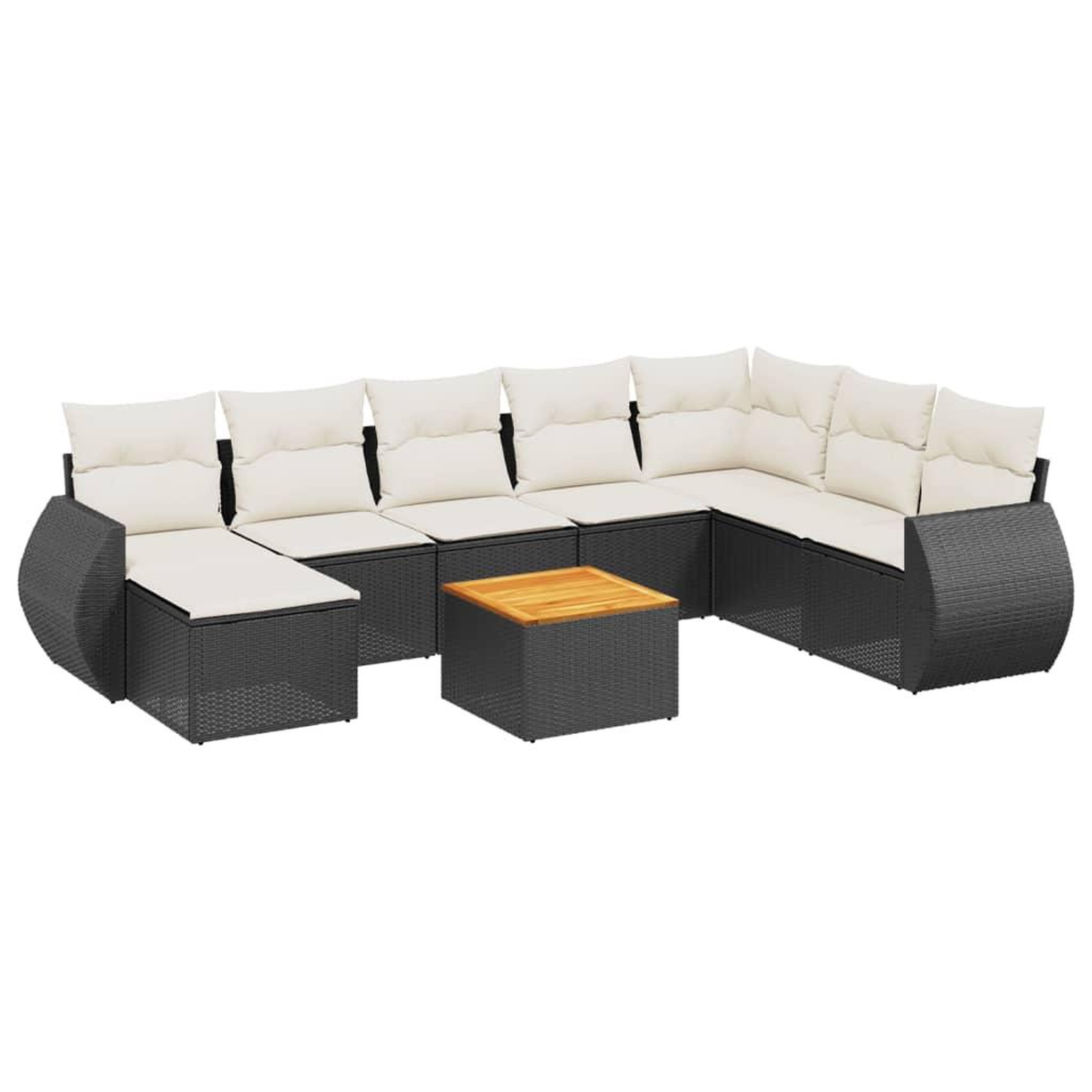 Voir la diapositive 2 : VIDAXL Salon de jardin 9 pcs avec coussins noir resine tressee
