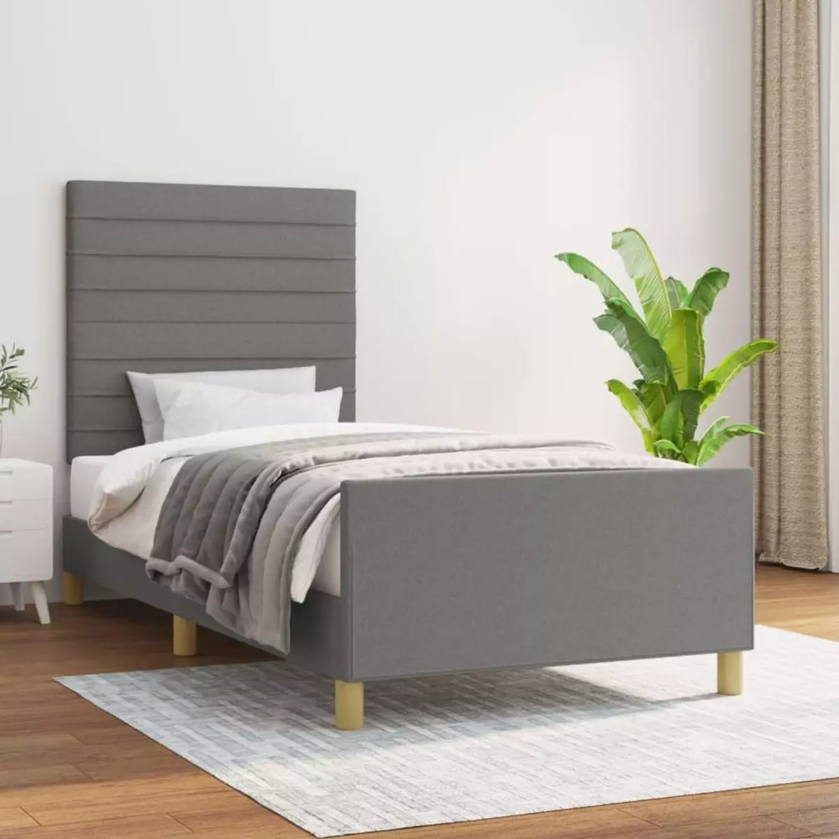 VIDAXL Cadre de lit avec tete de lit Gris fonce 80x200 cm Tissu