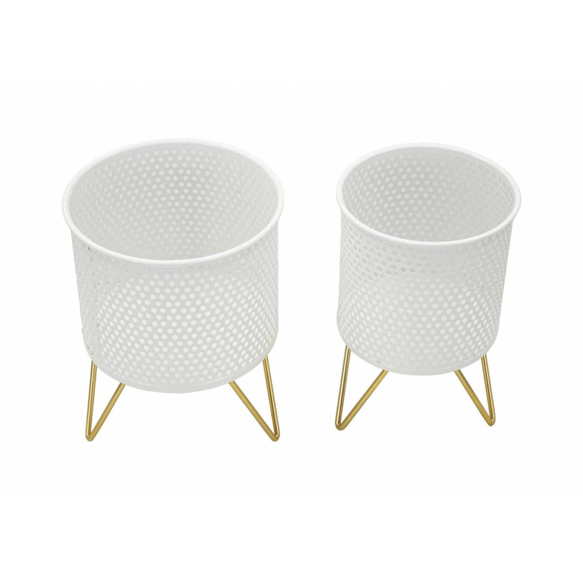 Voir la diapositive 2 : Paris Prix Lot de 2 cache-pots design  gaspy  20cm blanc & or