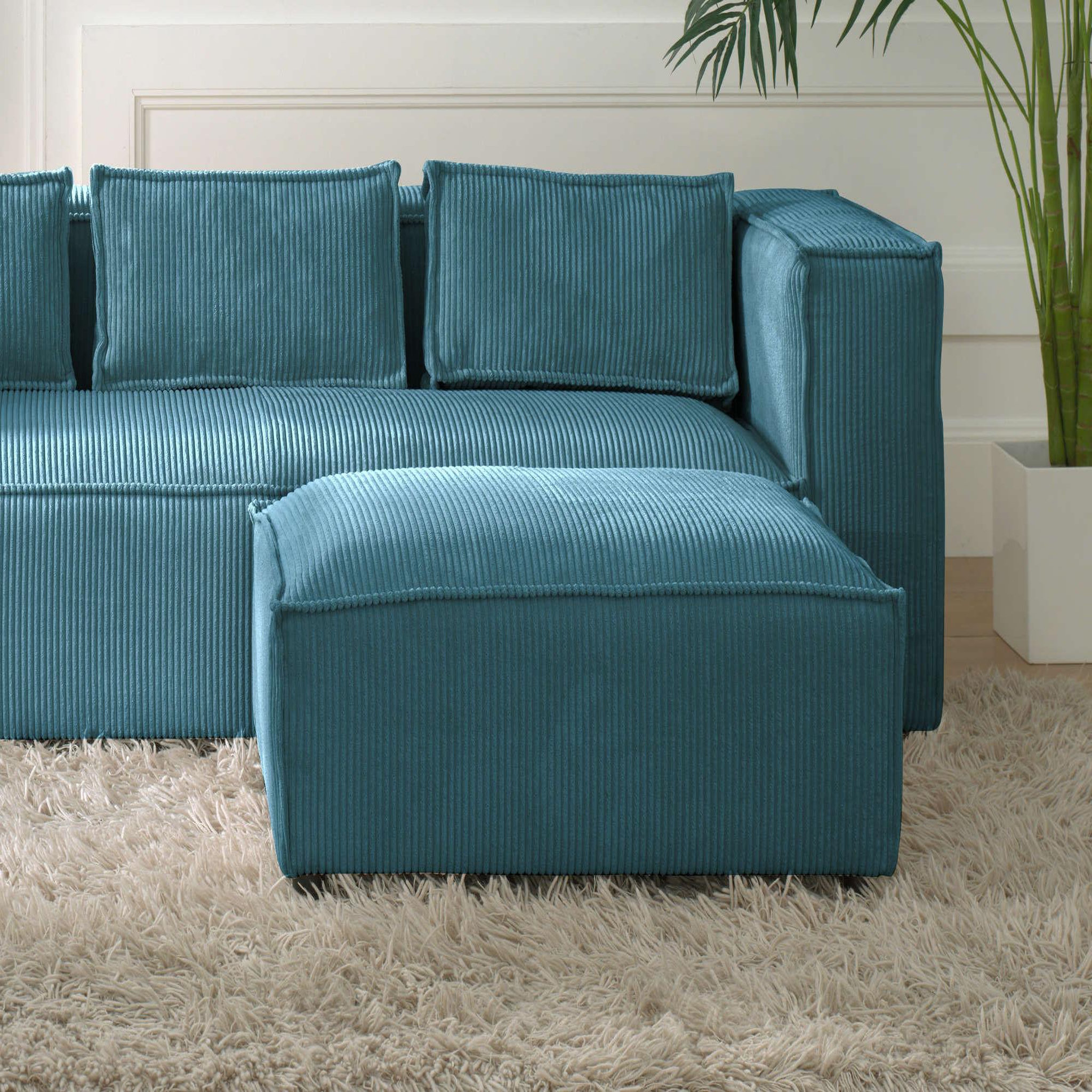 Voir la diapositive 2 : BEST MOBILIER Stella - pouf en velours côtelé - style contemporain