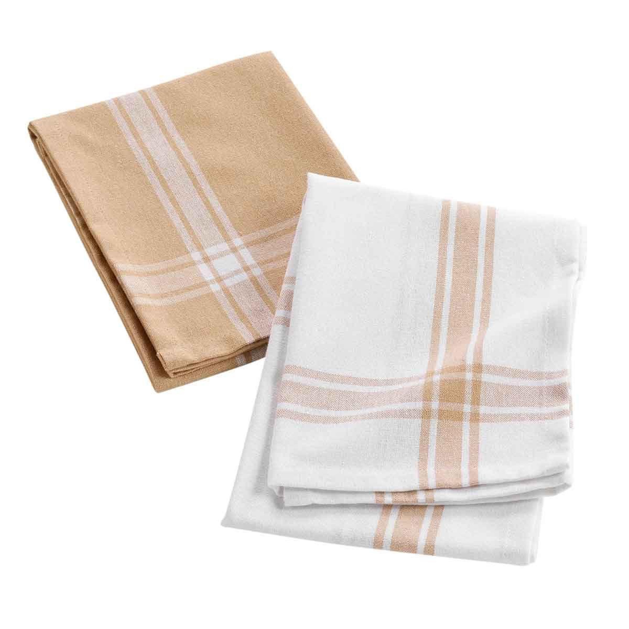 Douceur d'Intérieur Lot de 2 torchons  cuisiline  50x70cm beige