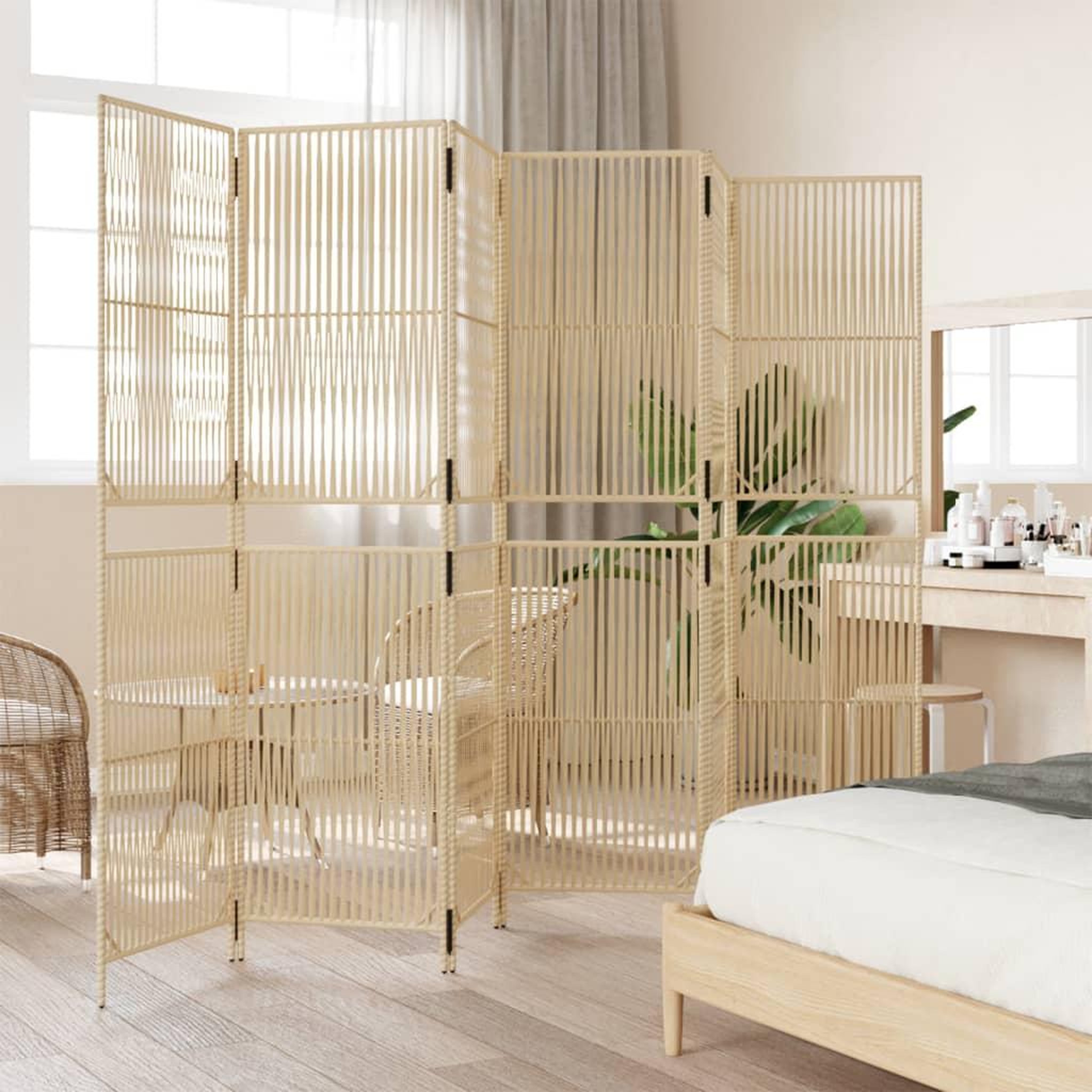 Voir la diapositive 3 : VIDAXL Cloison de separation 6 panneaux beige resine tressee