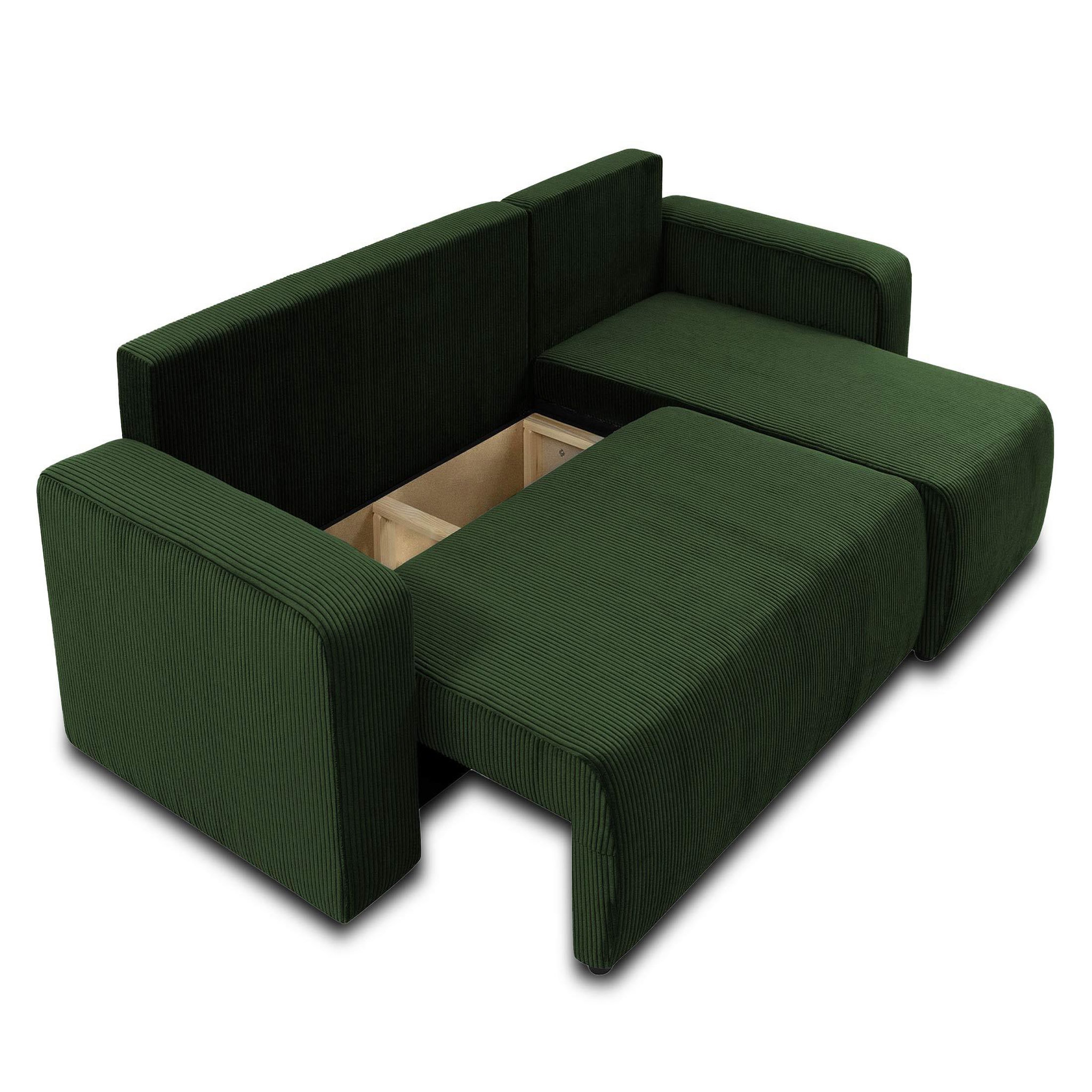 Voir la diapositive 2 : BEST MOBILIER Artemisa - canapé d'angle réversible 4 places - convertible avec coffre - en velours côtelé