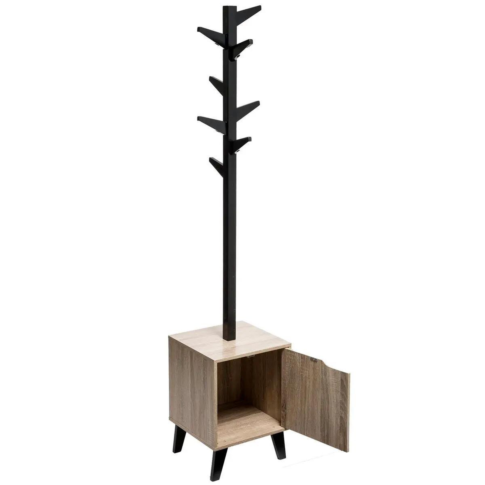 Voir la diapositive 2 : FIVE Porte-manteau  8 têtes & 1 case  168cm naturel