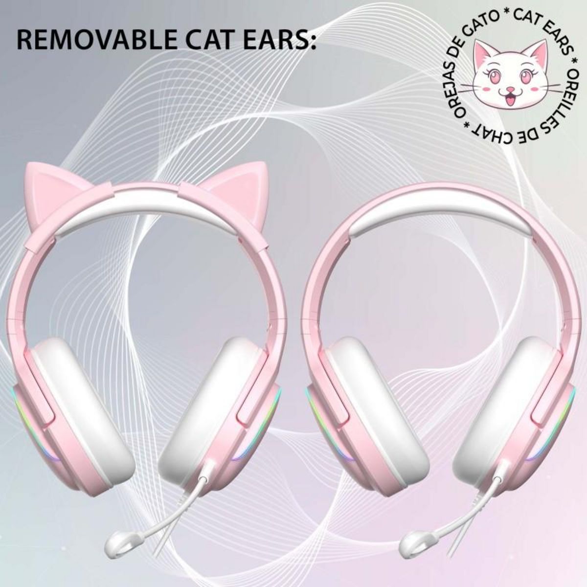 Subsonic Casque audio gaming LED Spectra - Rose