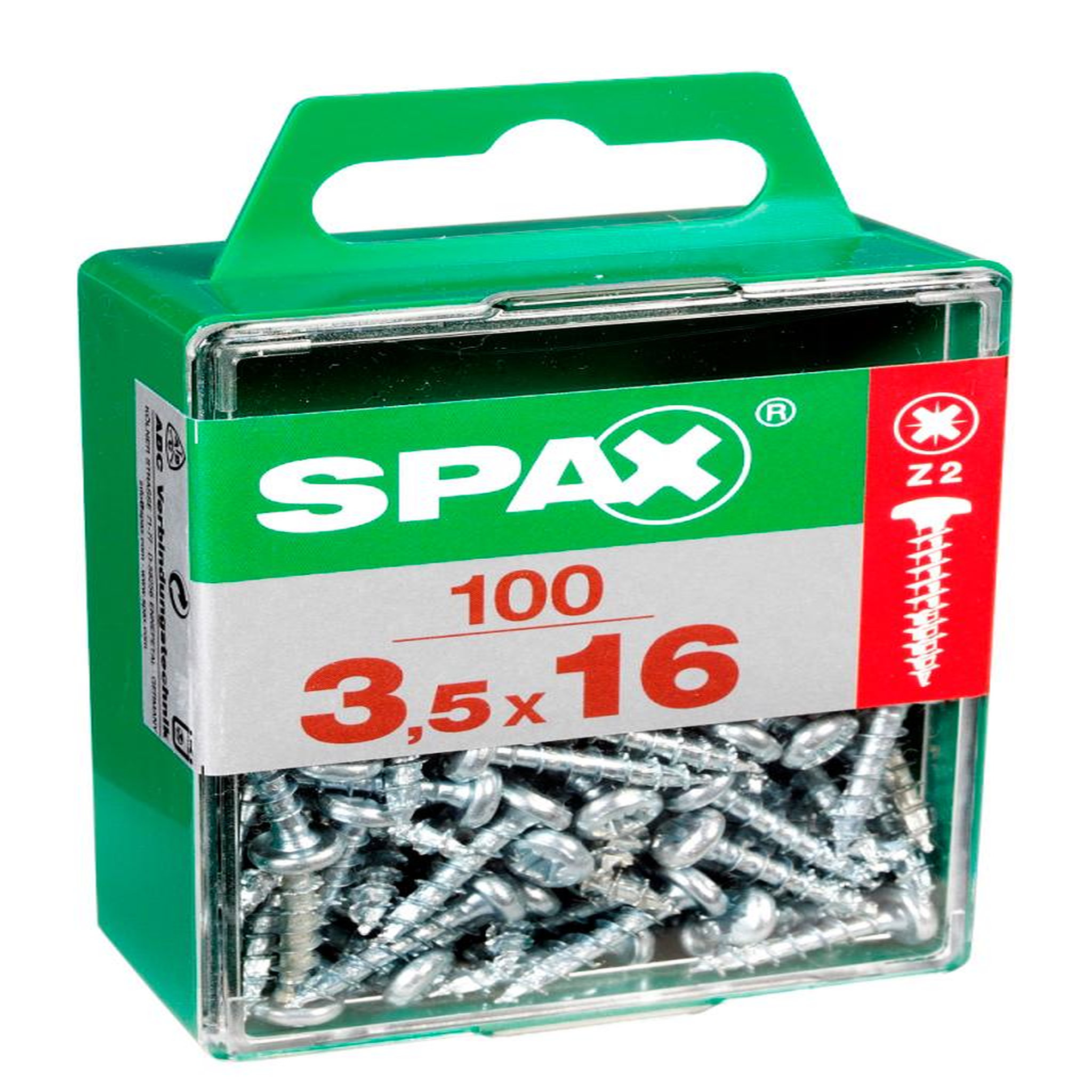 CENTRALE BRICO Lot de 100 vis acier tête ronde SPAX, Diam.3.5 mm x L.16 mm