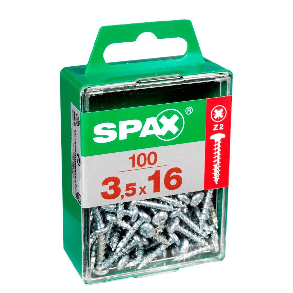 CENTRALE BRICO Lot de 100 vis acier tête ronde SPAX, Diam.3.5 mm x L.16 mm