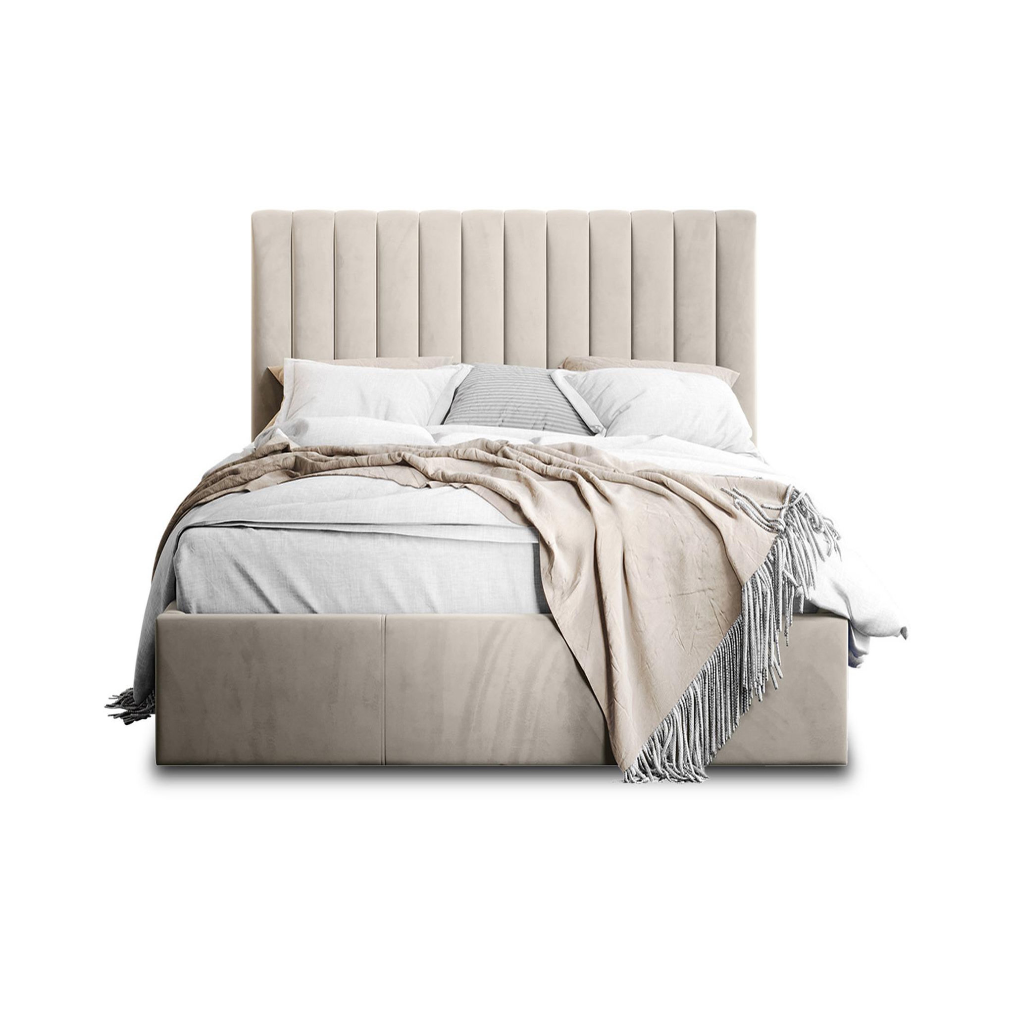 Voir la diapositive 3 : BEST MOBILIER Rosario - lit coffre - 140x200 - sommier inclus - en velours