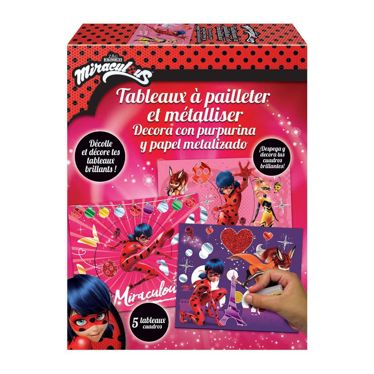 EDUCA Tableau a pailleter et metalliser Miraculous Ladybug