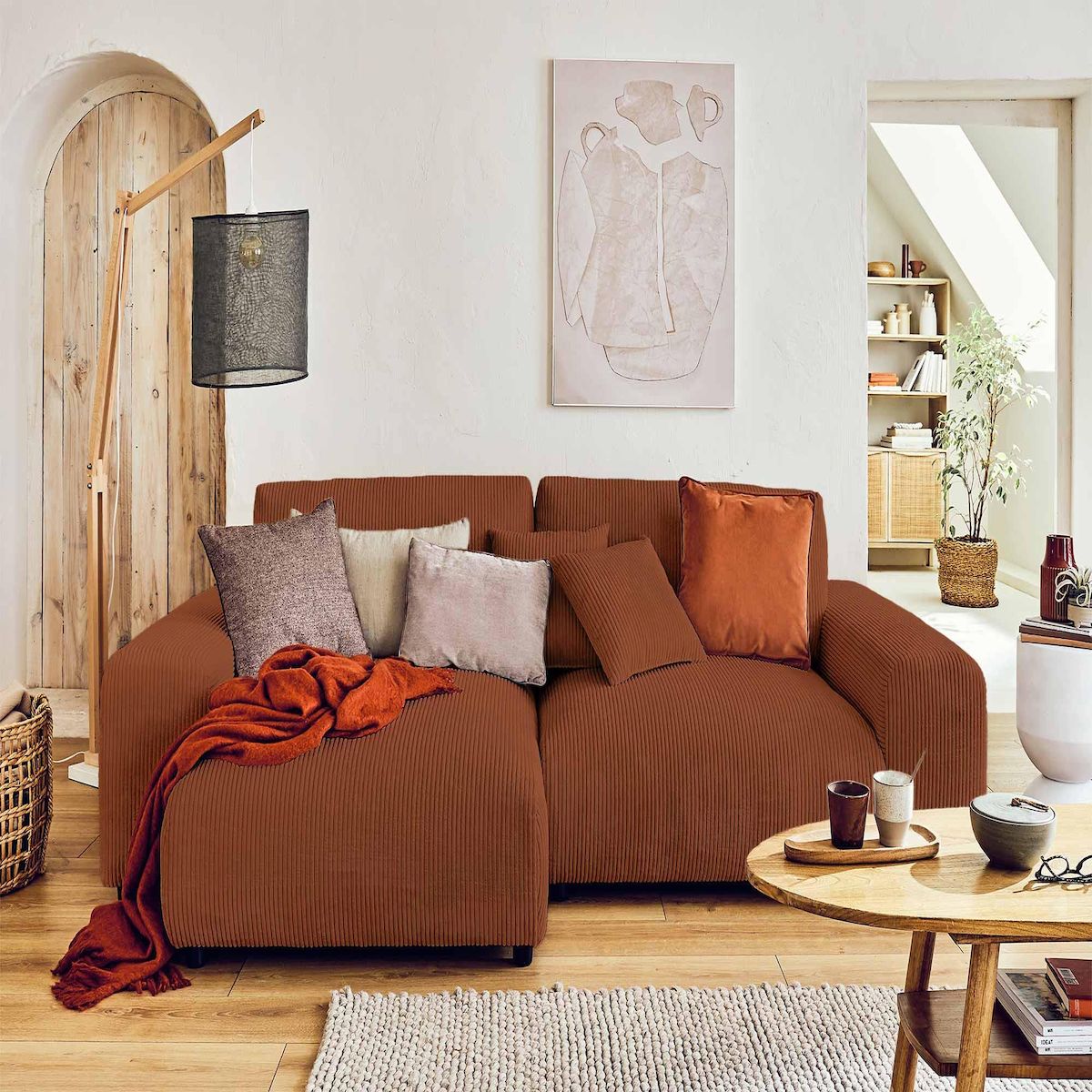 LISA DESIGN Garance - canapé d'angle réversible - 4 places - en velours côtelé