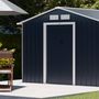 Voir la diapositive 3 : SWEEEK Abri de jardin en métal - Calaisis - 7.06m² gris anthracite et blanc - Cabane à outils avec deux portes coulissantes. kit de fixation sol inclus. maison de rangement. remise