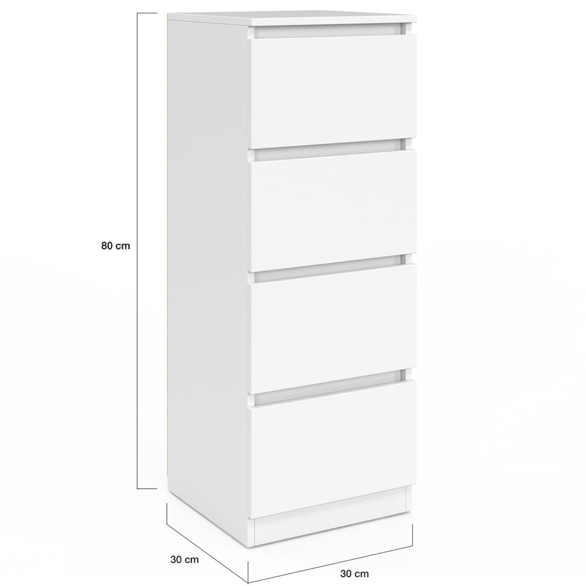 Voir la diapositive 5 : ID MARKET Meuble d'appoint 4 tiroirs tomi 30x30x80 cm chiffonnier pour entrée salle de bain bois blanc