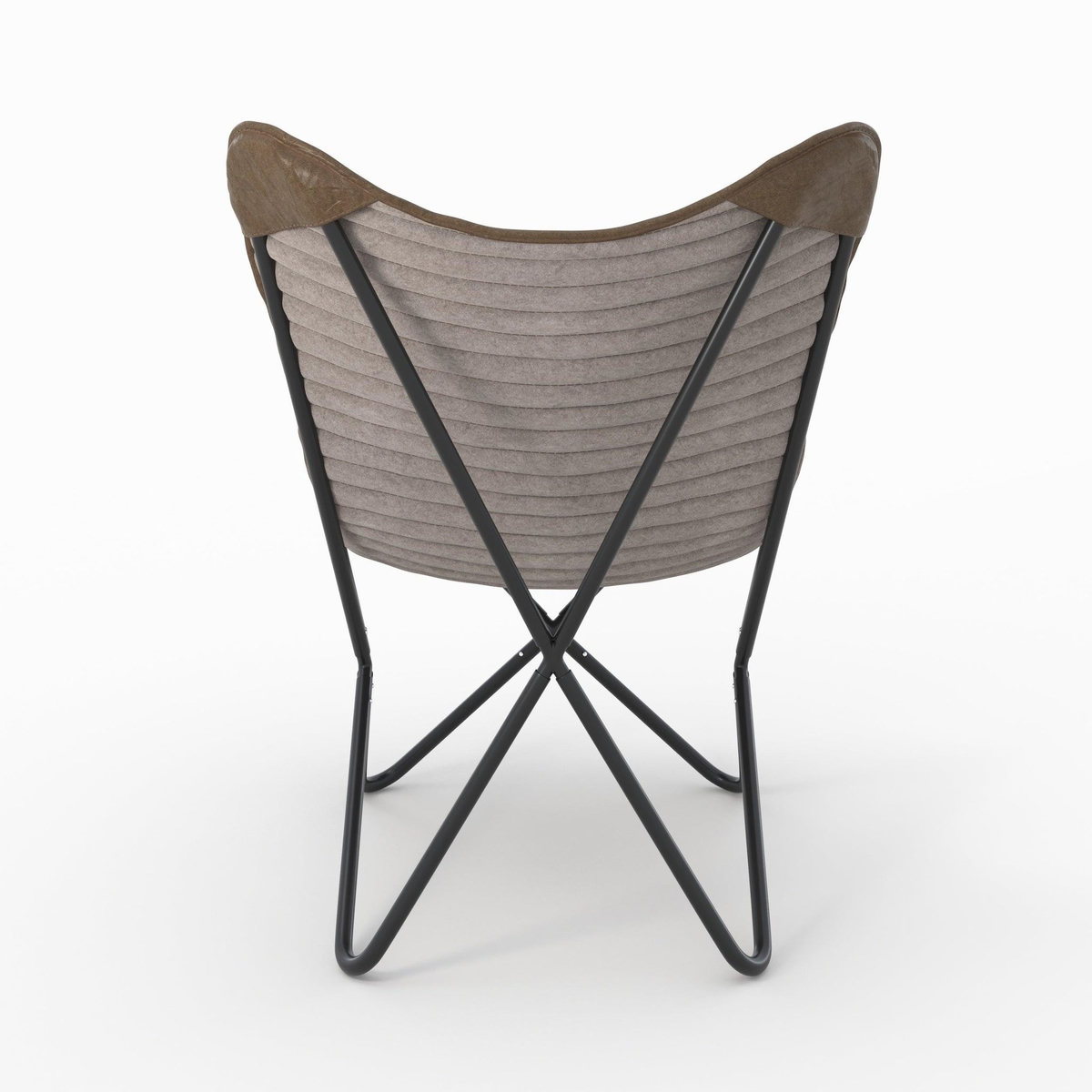 MAISON PAVANE Fauteuil papillon en cuir de chèvre marron-Octave