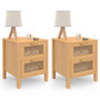 Voir la diapositive 1 : ID MARKET Lot de 2 tables de chevet EDHEN 2 tiroirs cannage et bois