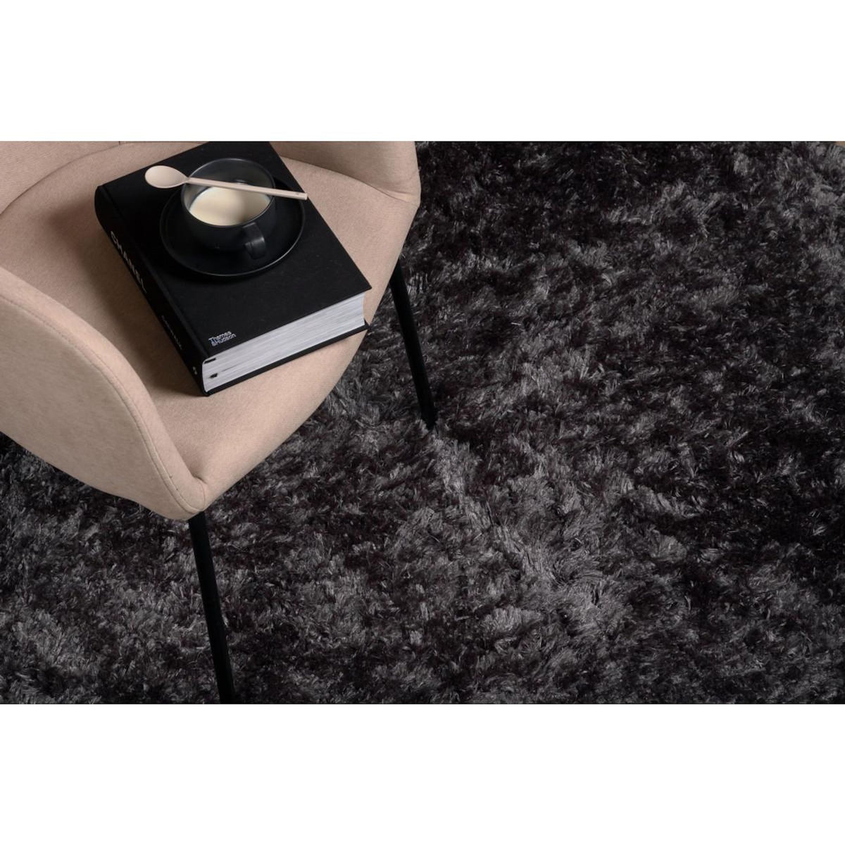 Paris Prix Tapis Rond Design  Natta  200cm Gris Foncé