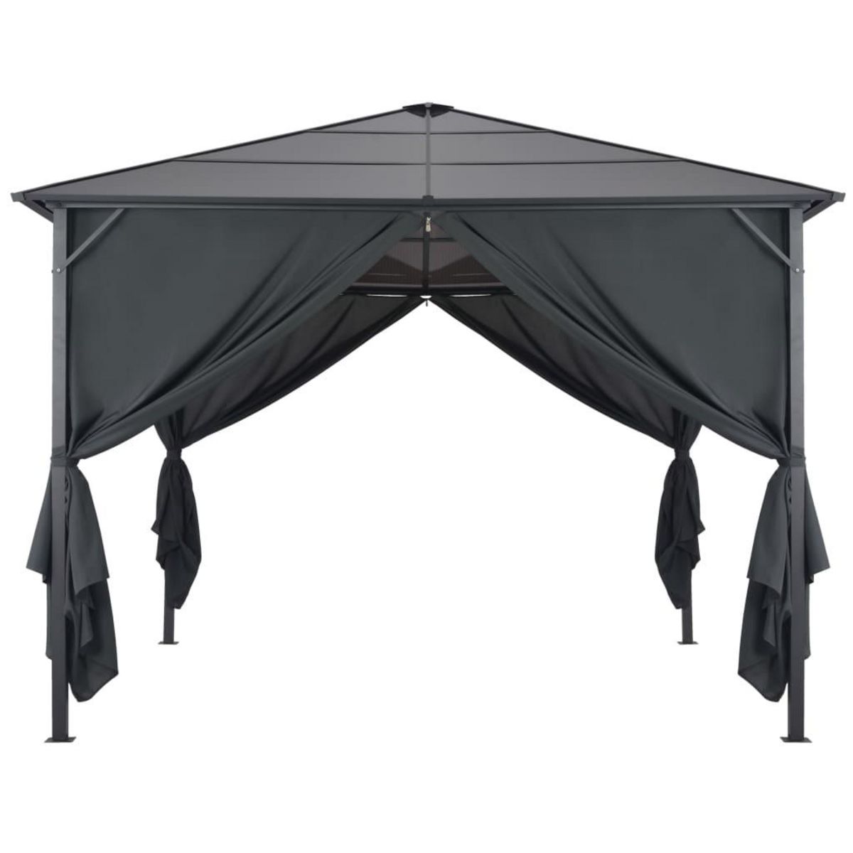 VIDAXL Tonnelle avec rideau Aluminium 3x3 m Noir