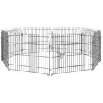 PAWHUT PawHut Parc enclos pour chiens chiots animaux domestiques diamètre 158 cm 8 panneaux 71L x 61H cm noir
