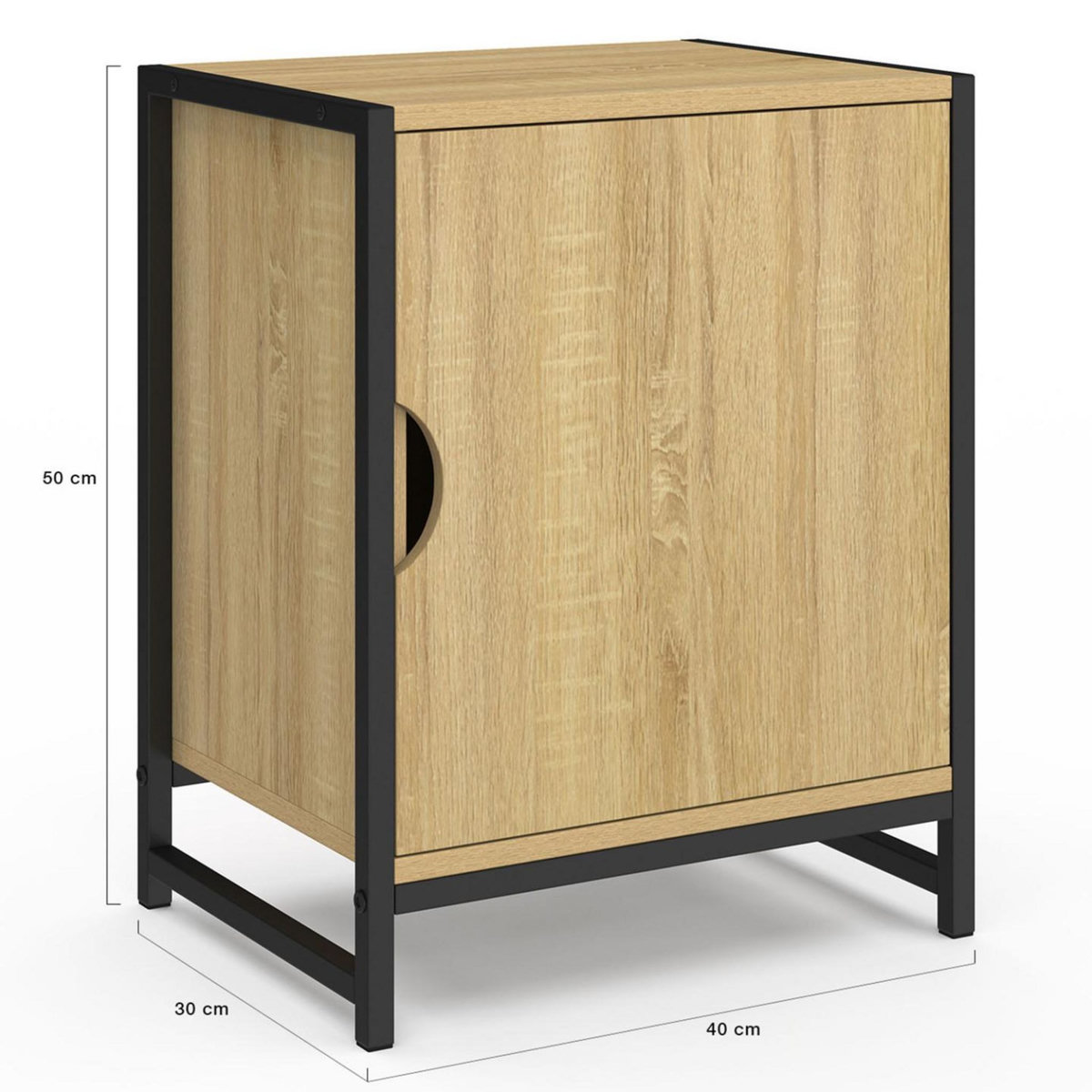 ID MARKET Lot de 2 tables de chevet DETROIT 1 porte design industriel