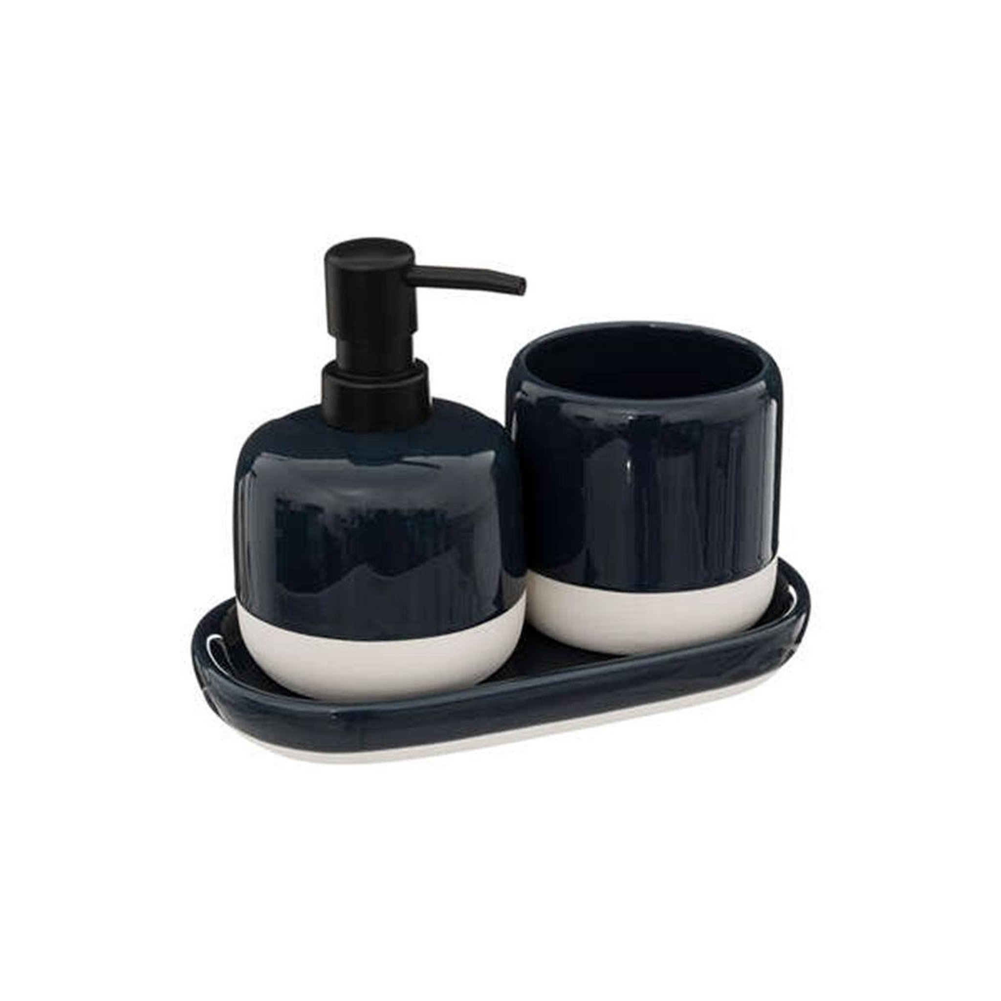 Voir la diapositive 1 : FIVE Lot de 3 accessoires salle de bain  solar  21cm pétrole