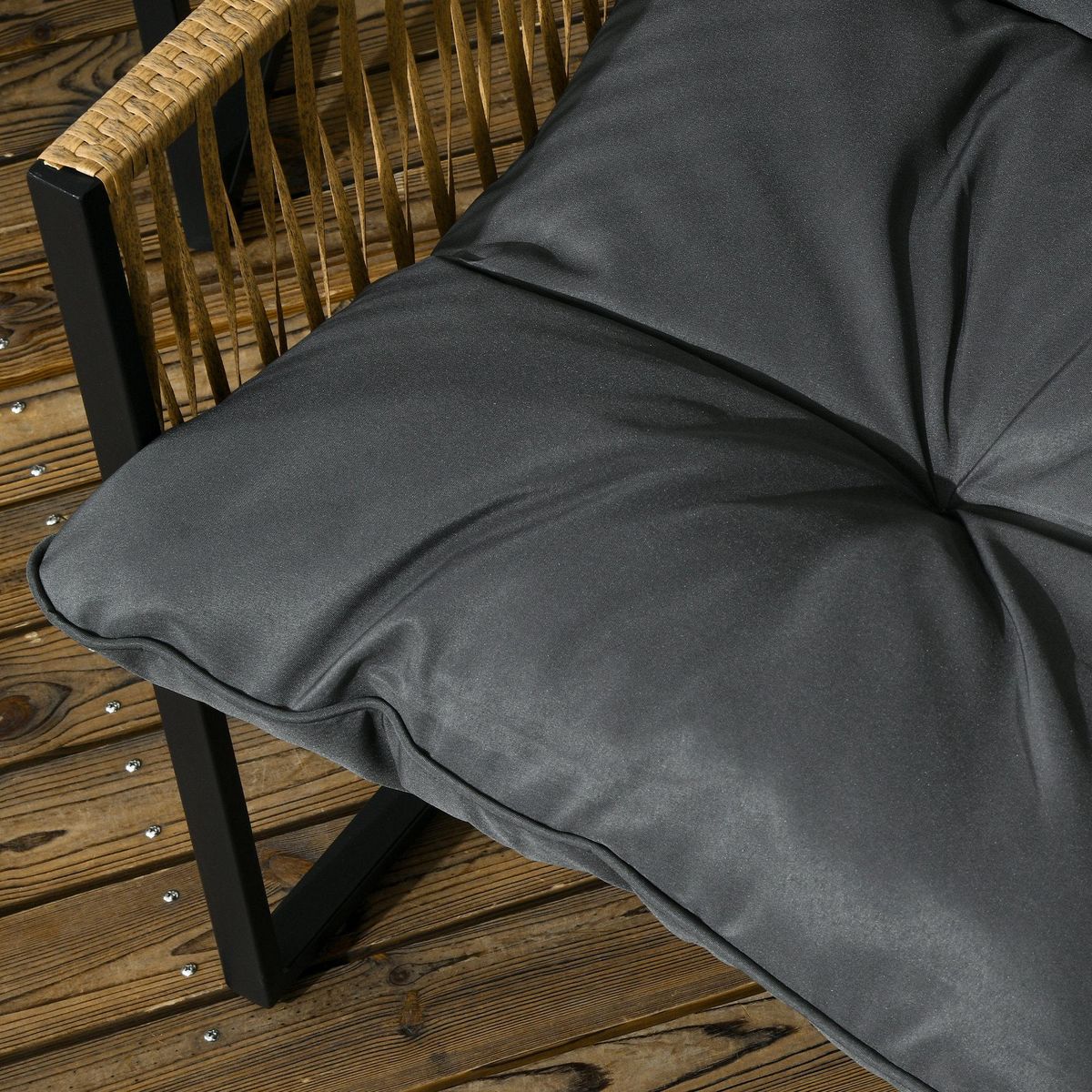 OUTSUNNY Ensemble salon de jardin  4 places 4 pièces 3 coussins acier résine gris