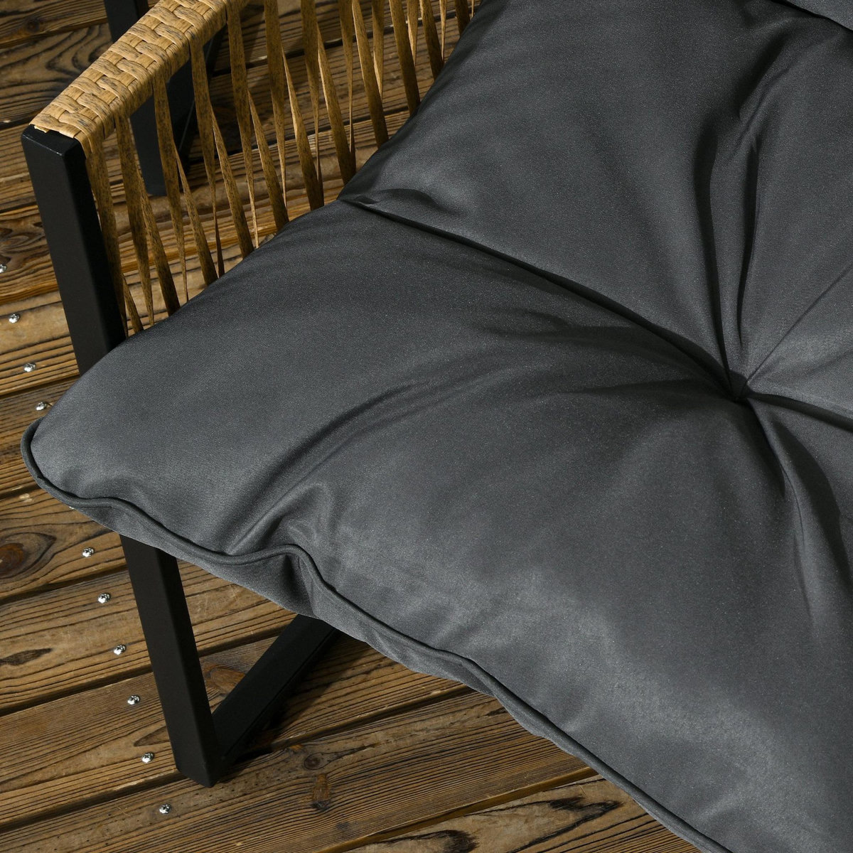 OUTSUNNY Ensemble salon de jardin  4 places 4 pièces 3 coussins acier résine gris