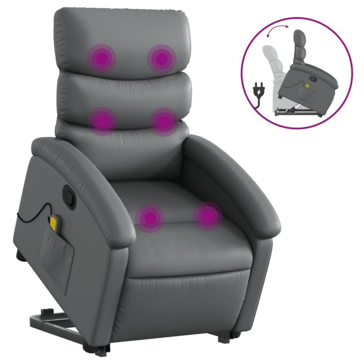 VIDAXL Fauteuil inclinable de massage Gris Similicuir