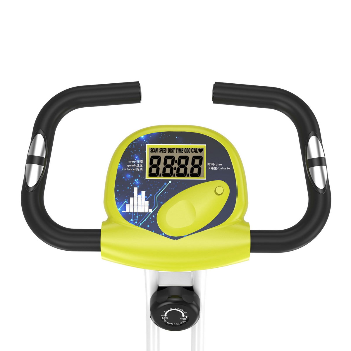 HOMCOM Vélo d'appartement pliable 8 niveaux de résistance magnétique selle réglable dossier écran LCD multifonction capteur fréquence cardiaque