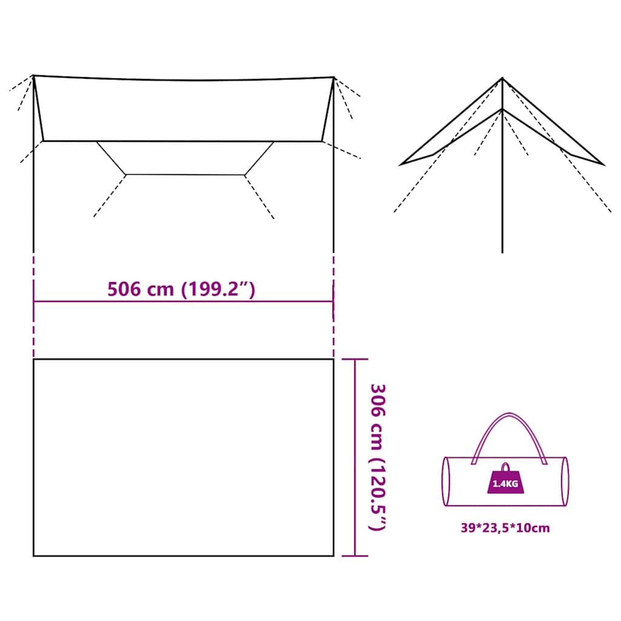 Voir la diapositive 6 : VIDAXL Bache de camping camouflage 506x306 cm impermeable