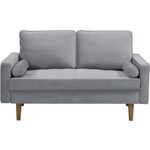 Habitat et Jardin Canapé fixe en velours  Yannick  - 82 x 147 x 86 cm - 2 places - Gris clair.