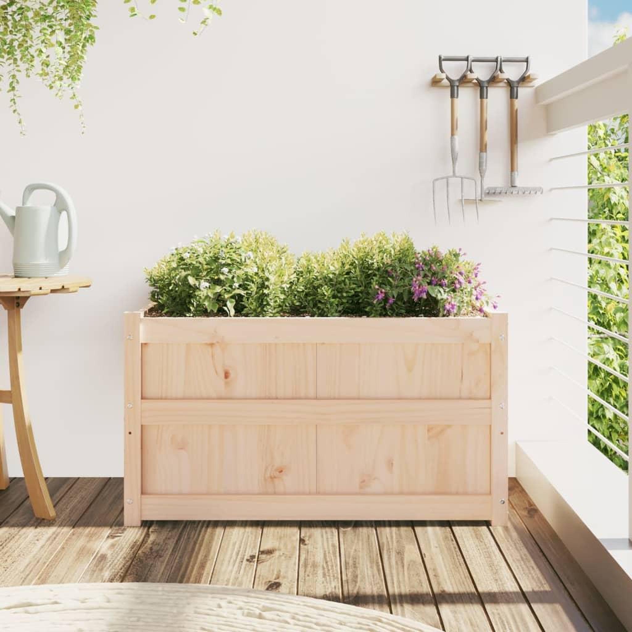 Voir la diapositive 3 : VIDAXL Jardiniere d'exterieur 90x50x50 cm bois de pin massif