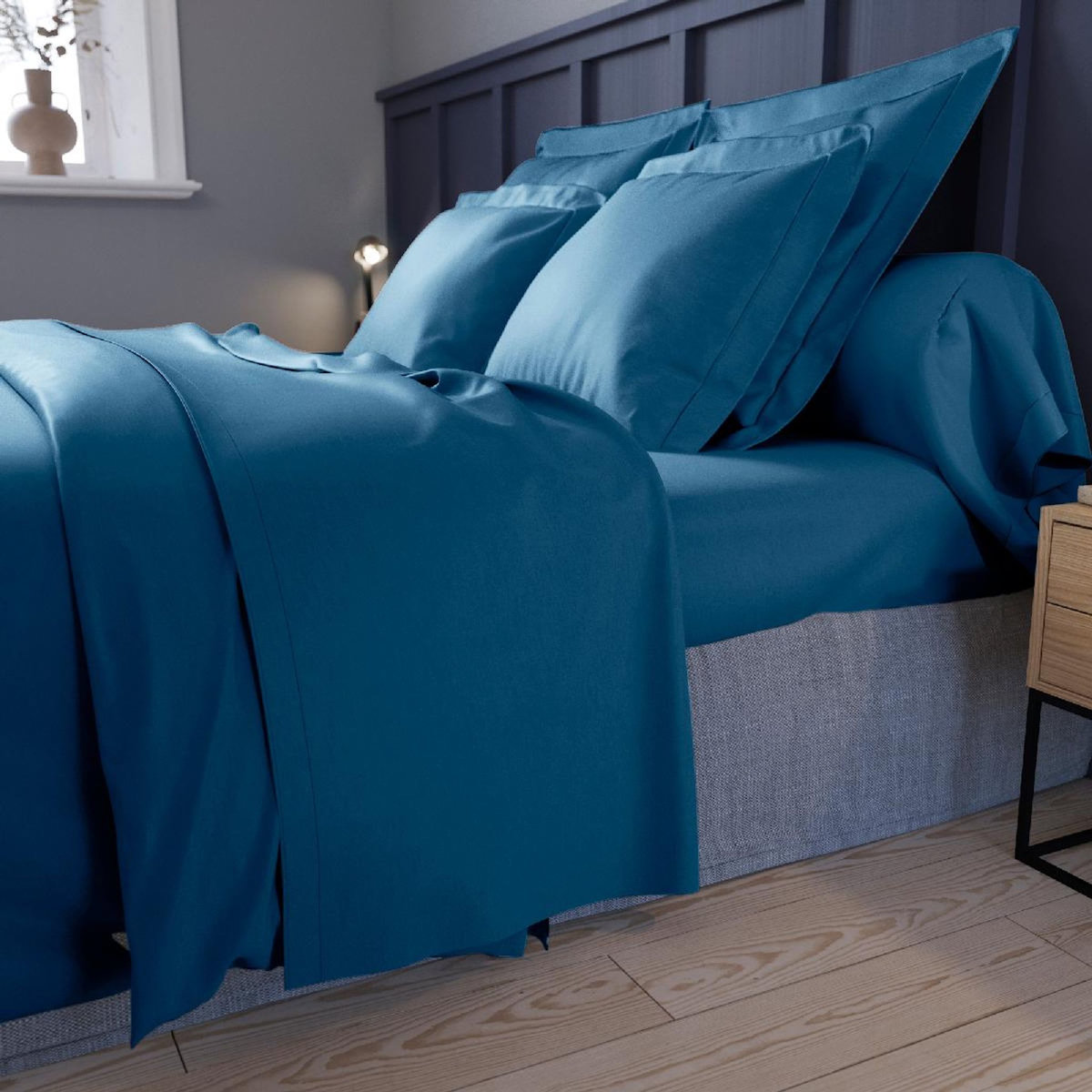 DODO Taie d'oreiller Harmonie Satin de coton coloris Nautique