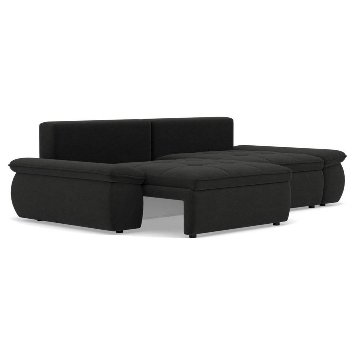 LISA DESIGN Elvona - canapé droit 3 places convertible avec coffre en tissu texturé