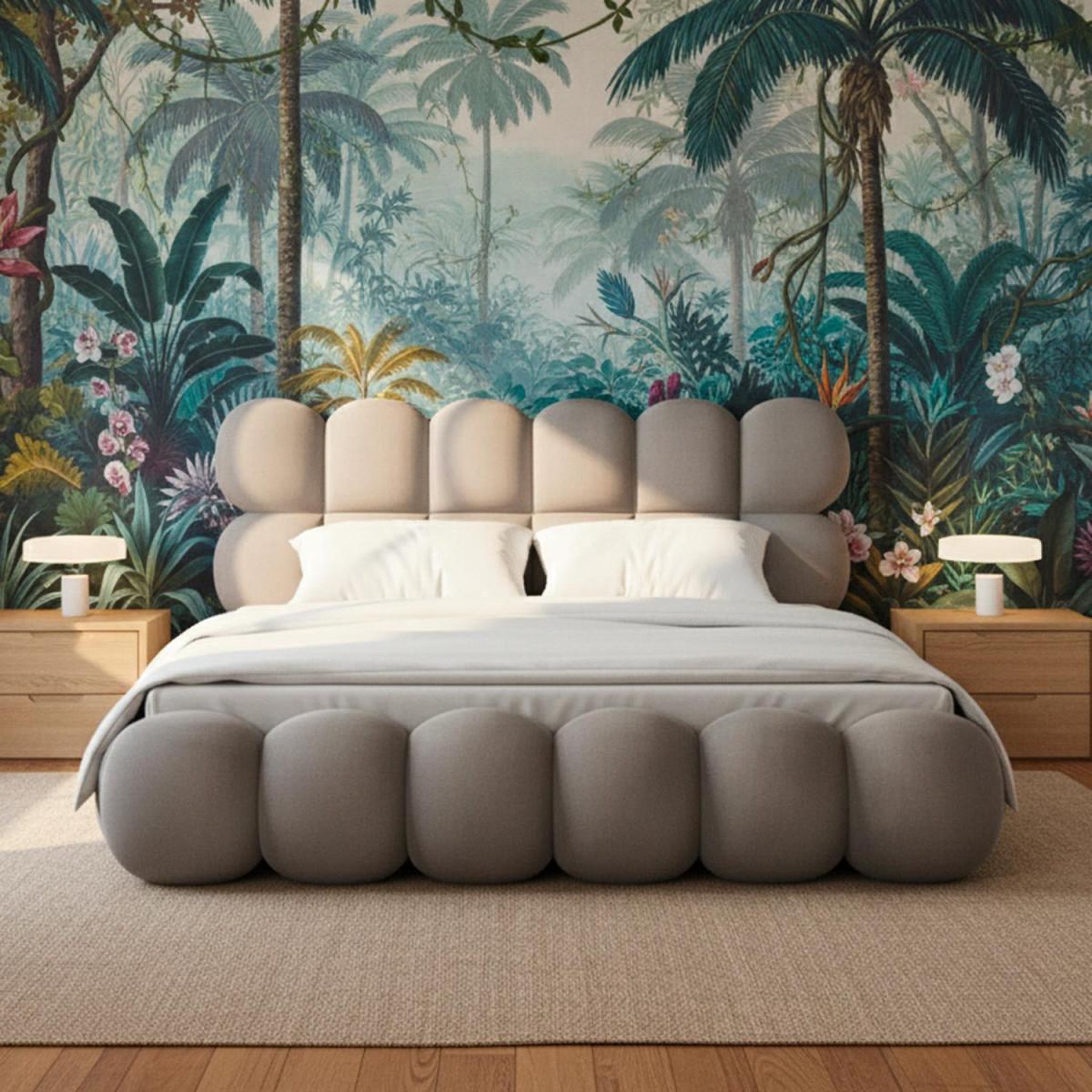 Voir la diapositive 5 : Paris Prix Lit coffre en velours  bubble  180x200cm gris