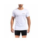 PIERRE CARDIN T-shirt homme en col rond avec broderie signature sur la poitrine. Coloris disponibles : Blanc