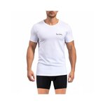 PIERRE CARDIN T-shirt homme en col rond avec broderie signature sur la poitrine. Coloris disponibles : Blanc