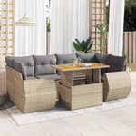 VIDAXL Salon de jardin avec coussins 7 pcs beige resine tressee