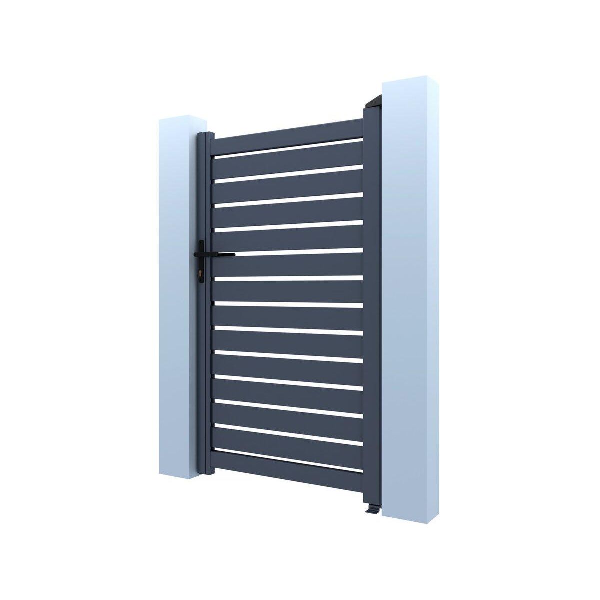 Habitat et Jardin Portillon aluminium semi-ajouré  Matthieu  - 100 x 180 cm  - Gris