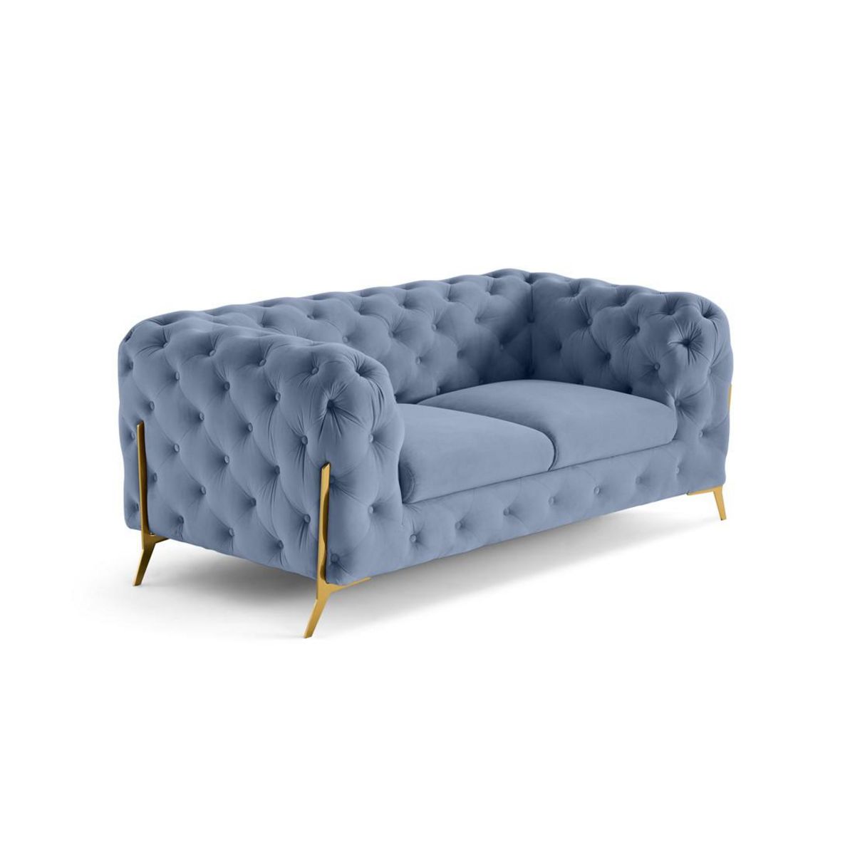LISA DESIGN Camden - canapé 2 places chesterfield en velours - pieds en métal doré