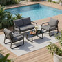 Voir la diapositive 4 : OUTSUNNY Salon de jardin design noir 4 places 4 pièces épais coussins déhoussables