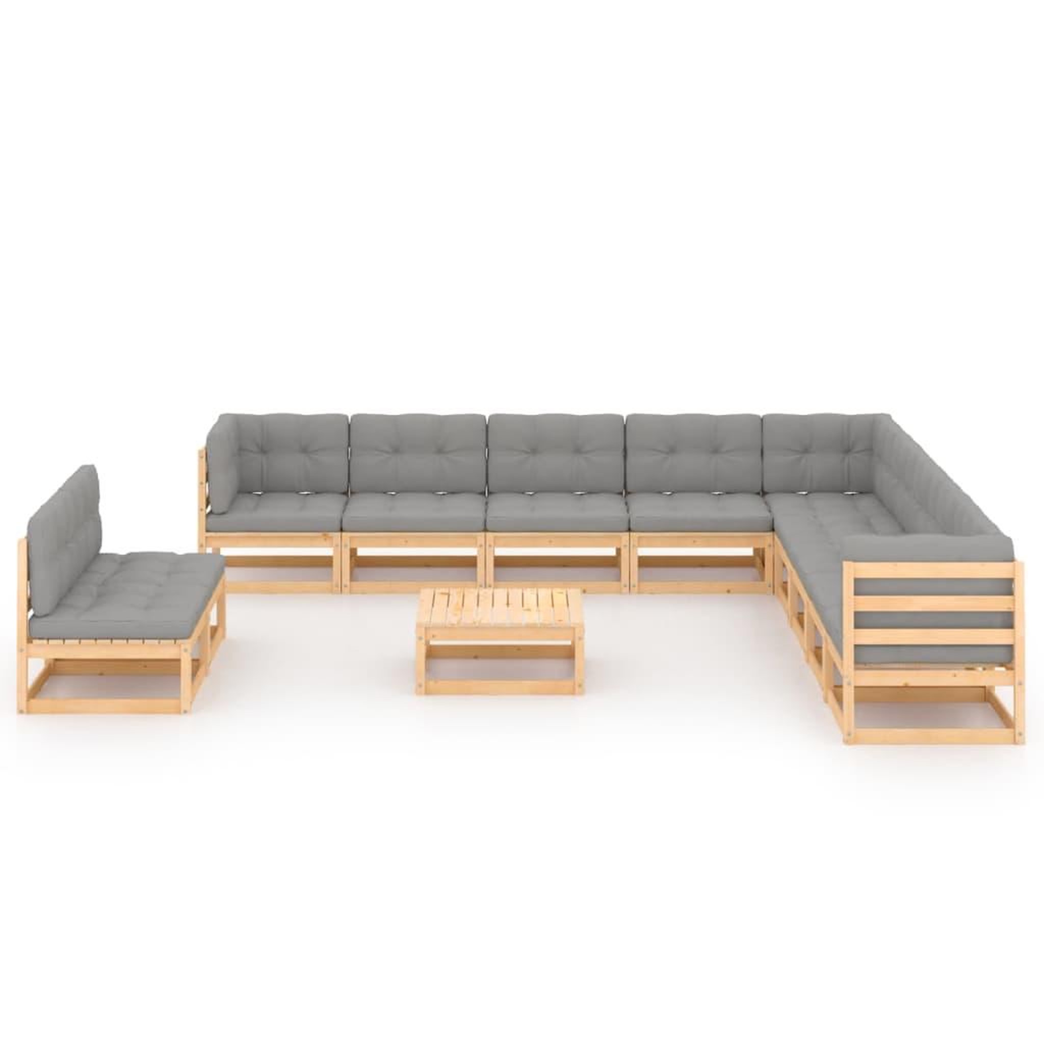 Voir la diapositive 2 : VIDAXL Salon de jardin 12 pcs avec coussins Bois de pin massif