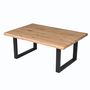 Voir la diapositive 2 : Table basse en chêne massif 110x75 cm pieds métal, finition huilée FAUVE