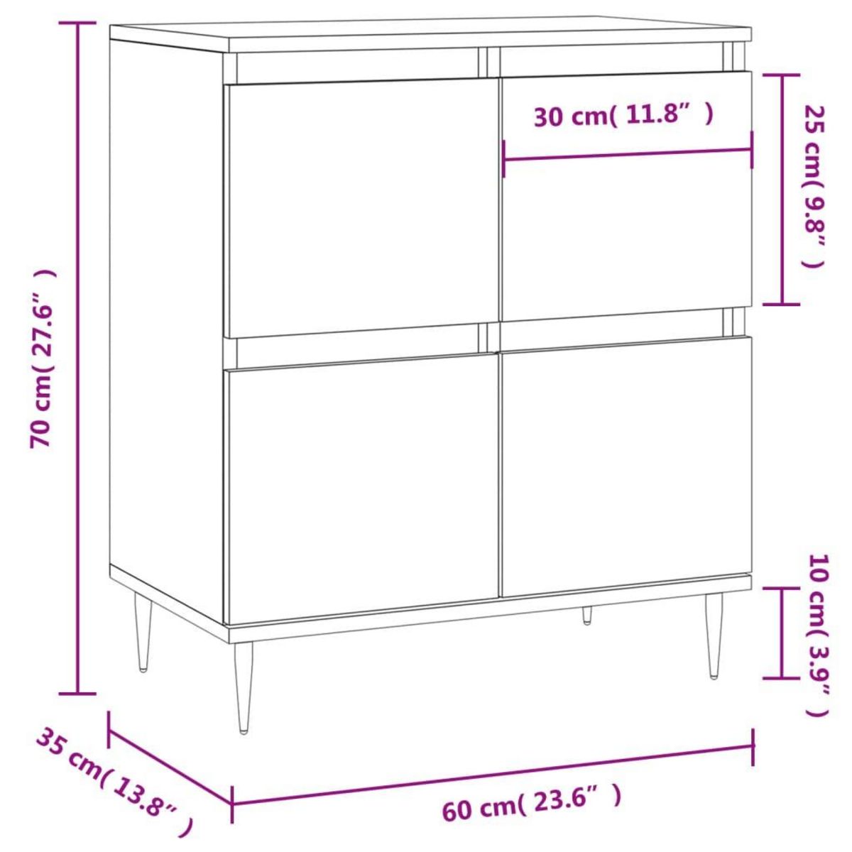 VIDAXL Buffet Gris beton 60x35x70 cm Bois d'ingenierie