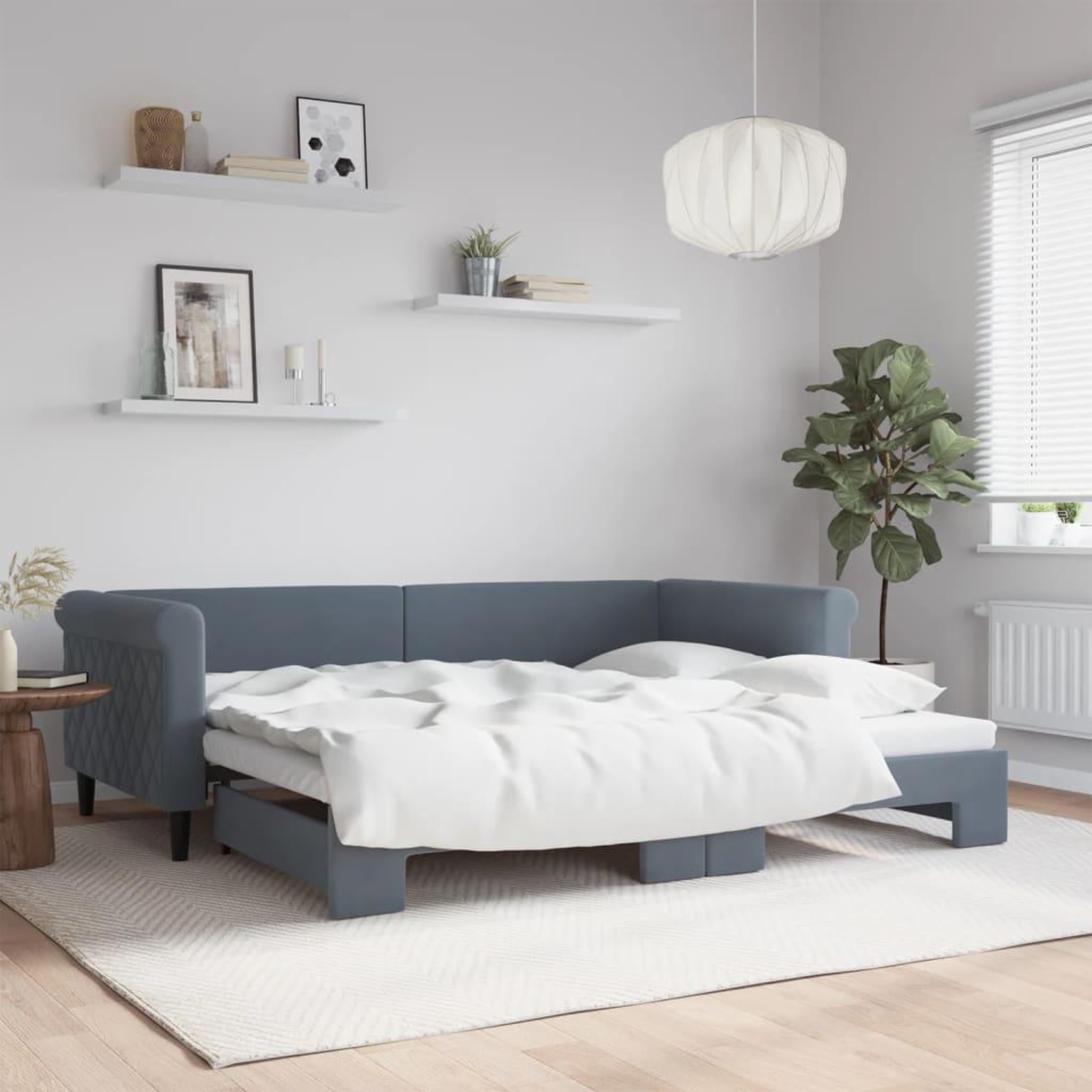 VIDAXL Lit de jour avec gigogne sans matelas gris fonce 90x200 cm
