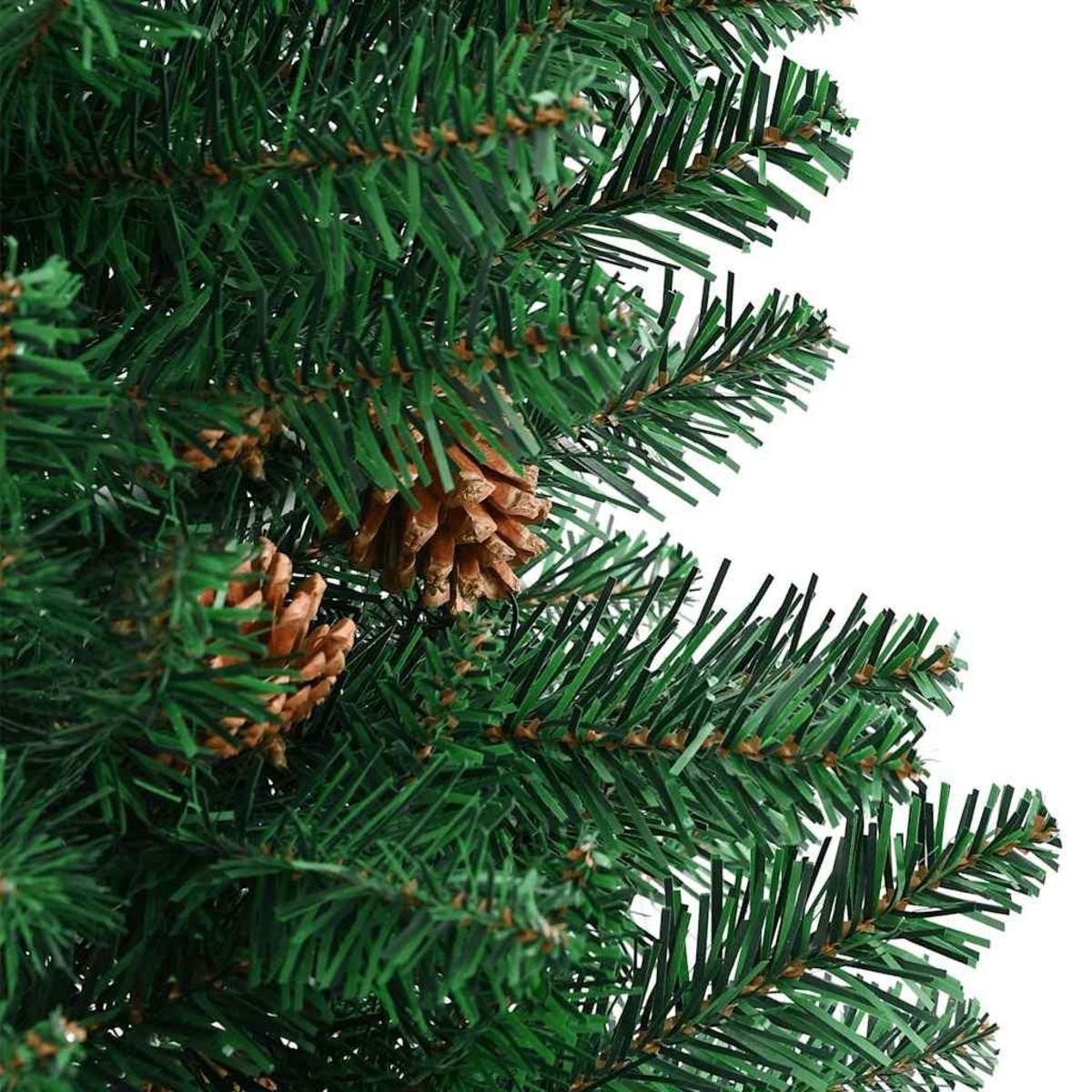 VIDAXL Sapin de Noël mince avec bois veritable et cones vert 180cm PVC