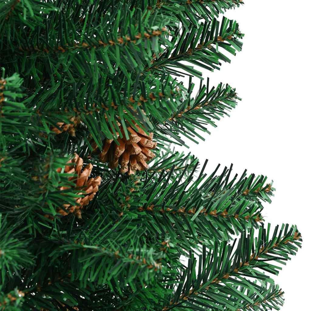 VIDAXL Sapin de Noël mince avec bois veritable et cones vert 180cm PVC