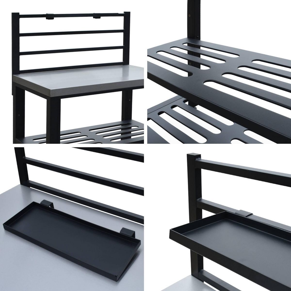 SWEEEK Cuisine extérieure en acier L80cm avec 2 étagères de rangement