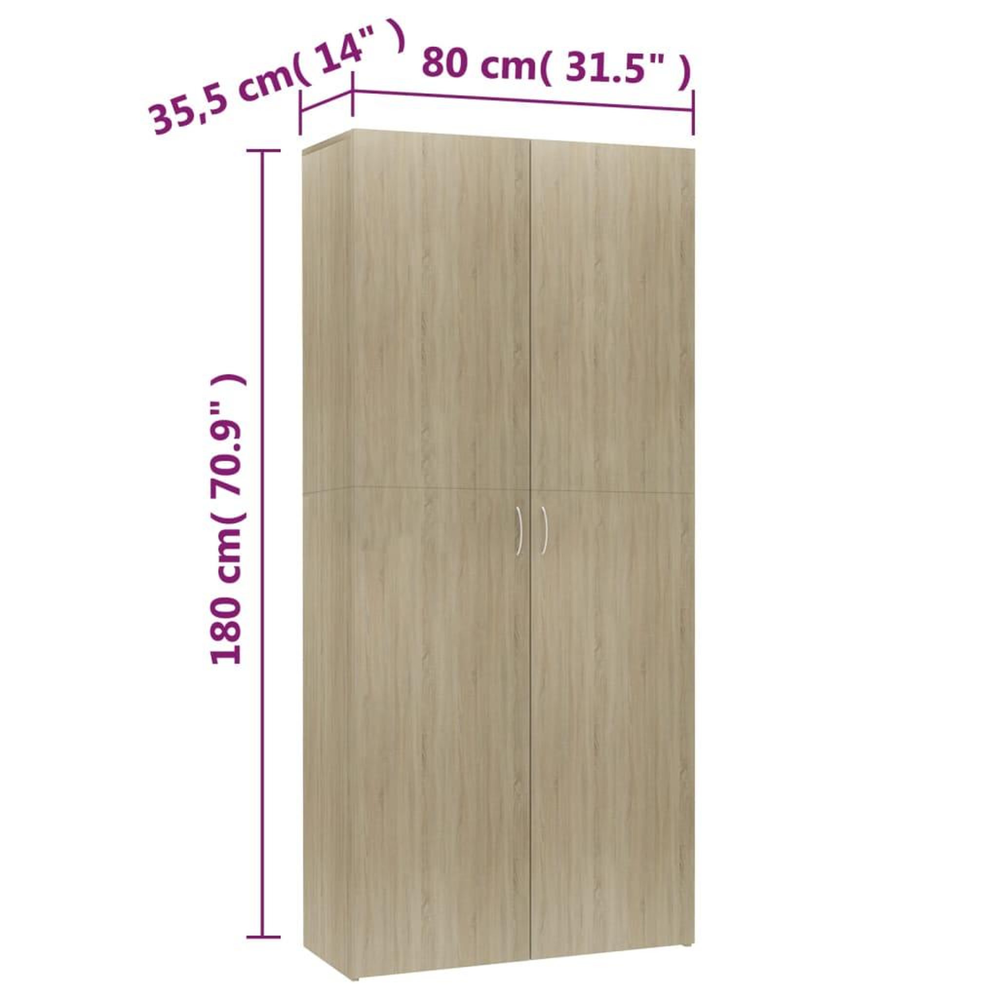 Voir la diapositive 6 : VIDAXL Armoire a chaussures chene sonoma 80x35,5x180cm bois ingenierie
